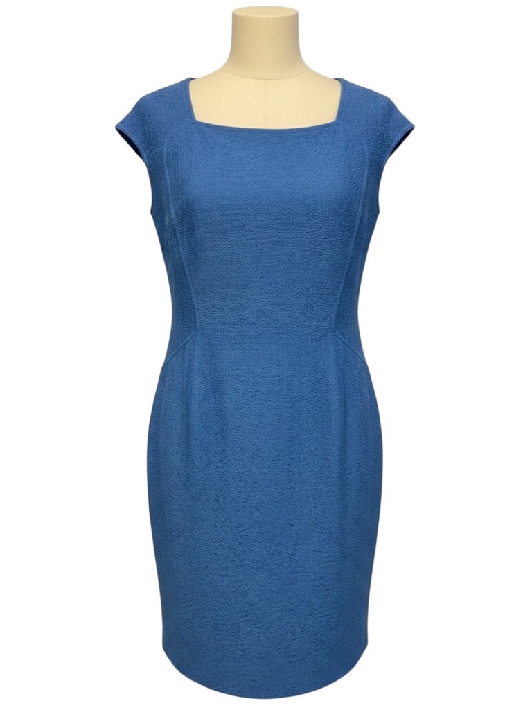 St. John Cerulean Blue Cap Sleeved Knit Dress